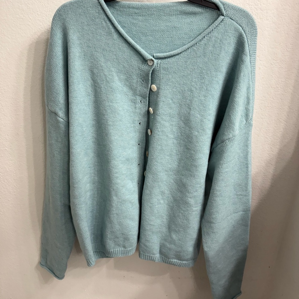 Light Blue Button-Up Sweater